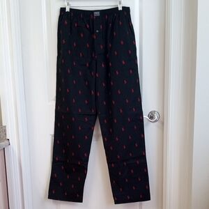 Men's Polo by Ralph Lauren Black Lounge Pants & Red Logo. Size M